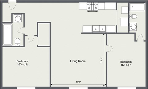 2 Bedroom 2 Bath  990 Sq. Ft. G Floor plan at Integrity Medina Apartments, Medina, OH,  44256